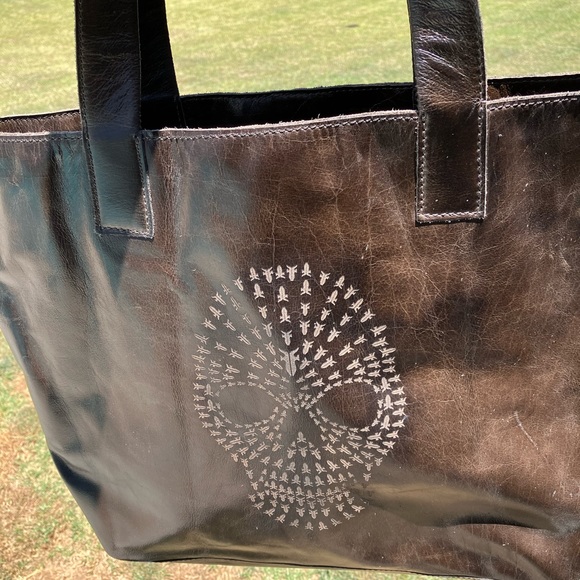 RARE Frye skull tote bag - vintage brown - Picture 4 of 11